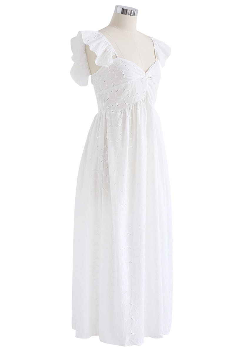 Sending Love Embroidered Eyelet Maxi Dress in White