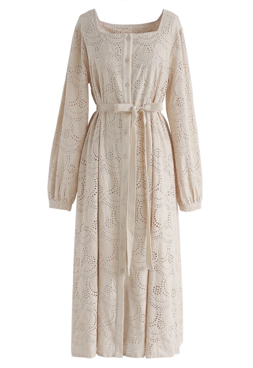 Weekend Island Embroidered Dress in Linen - Retro, Indie and Unique Fashion