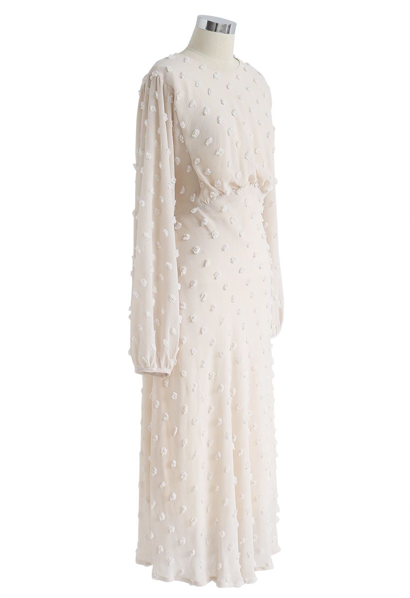 Cotton Candy Sheer Midi Dress in Cream