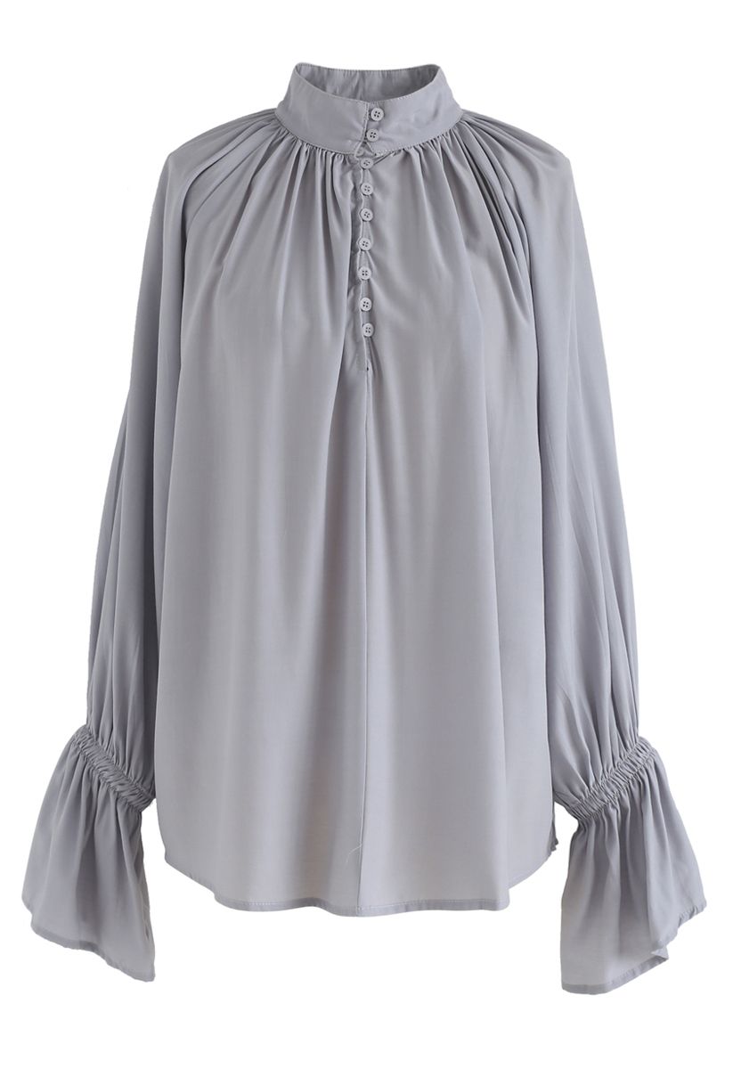 Up Together Smock Top in Dusty Blue - Retro, Indie and Unique Fashion