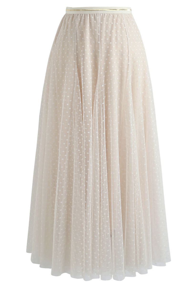 Dots Opportunity Tulle Maxi Skirt in Cream - Retro, Indie and Unique ...