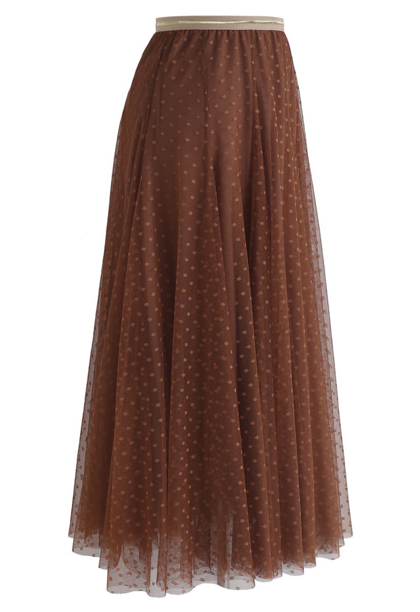 Dots Opportunity Tulle Maxi Skirt in Caramel - Retro, Indie and Unique ...