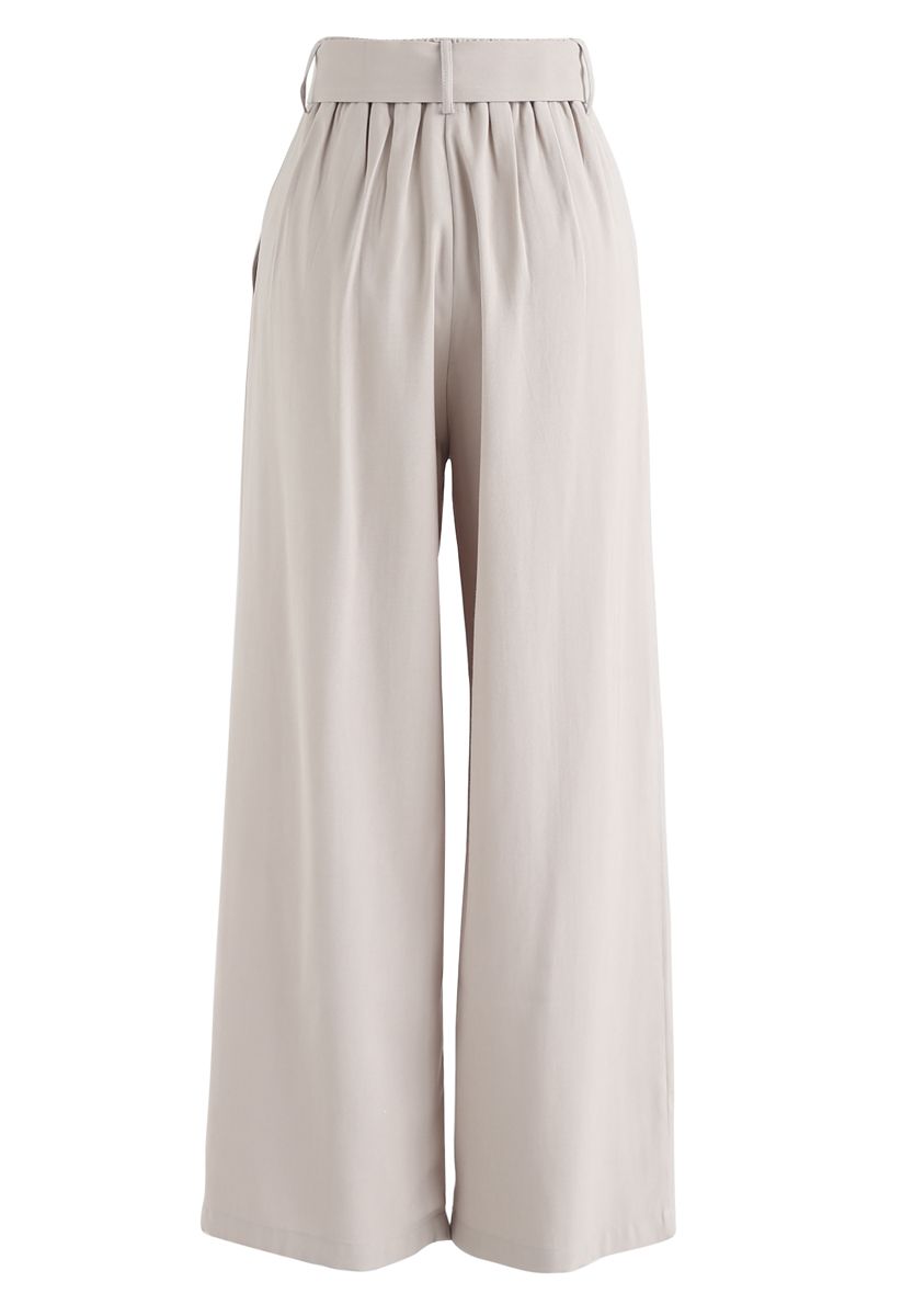 Wandering Belted Wide-Leg Pants in Light Tan - Retro, Indie and Unique ...