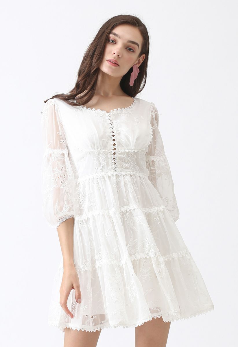 Forever in Love Floral Embroidered Flare Dress
