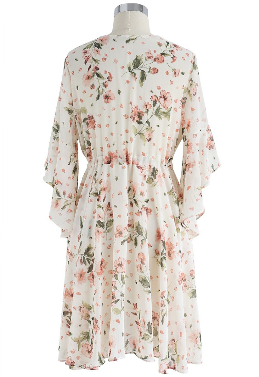 First Crush Floral V-Neck Chiffon Dress - Retro, Indie and Unique Fashion