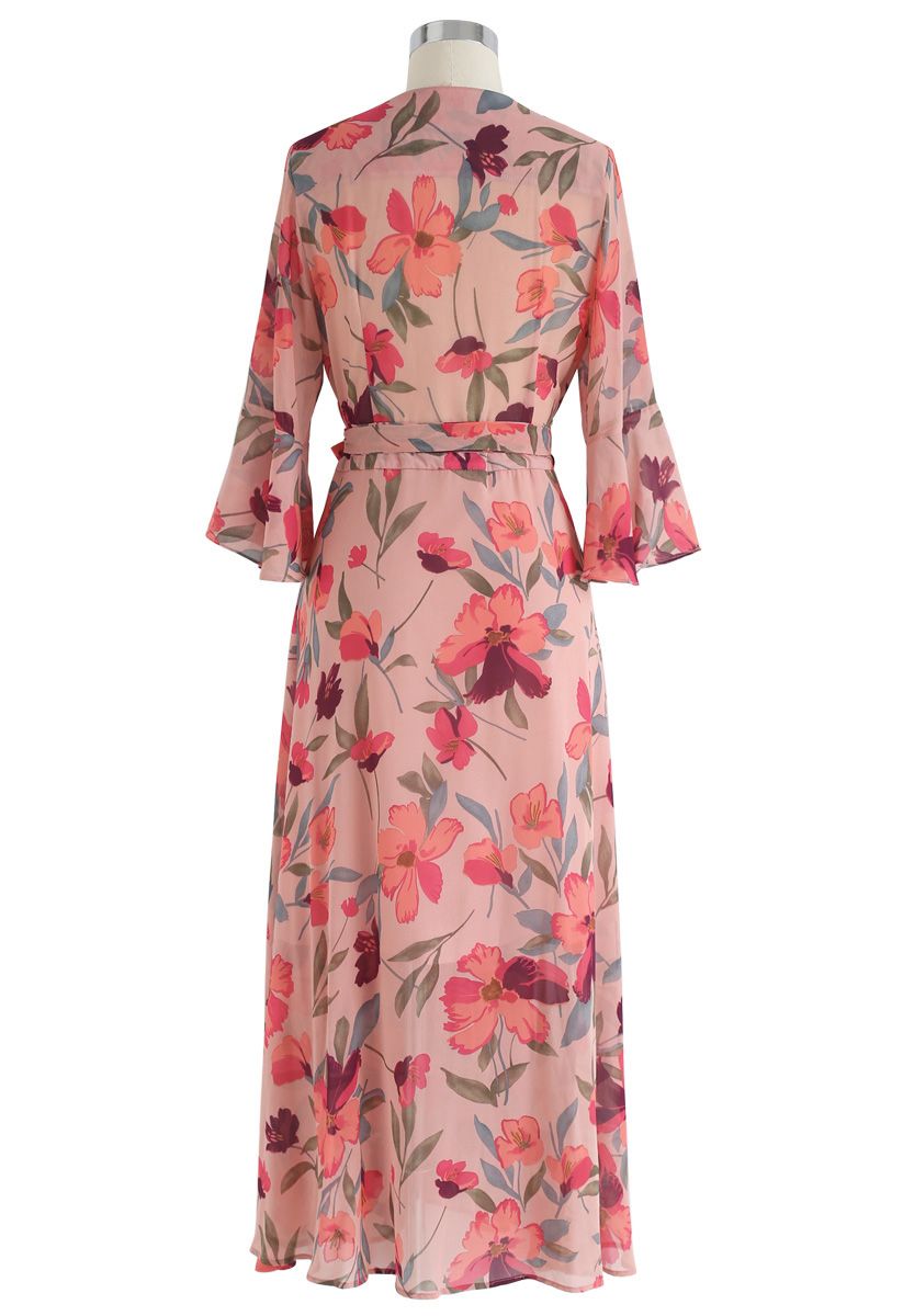 A Million Floral Dreams Print Chiffon Dress in Blush - Retro, Indie and ...