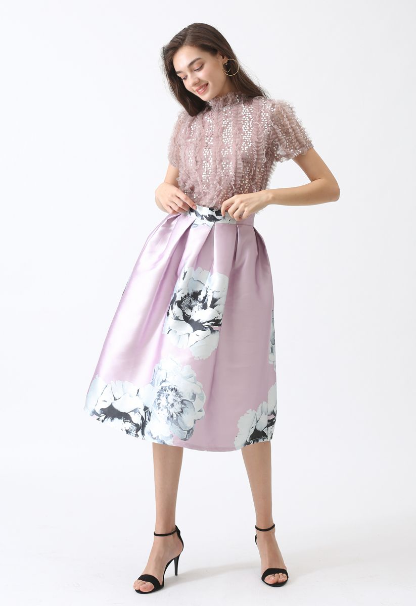 Embracing Grace Floral Print Midi Skirt