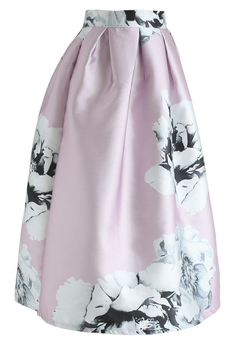 Embracing Grace Floral Print Midi Skirt