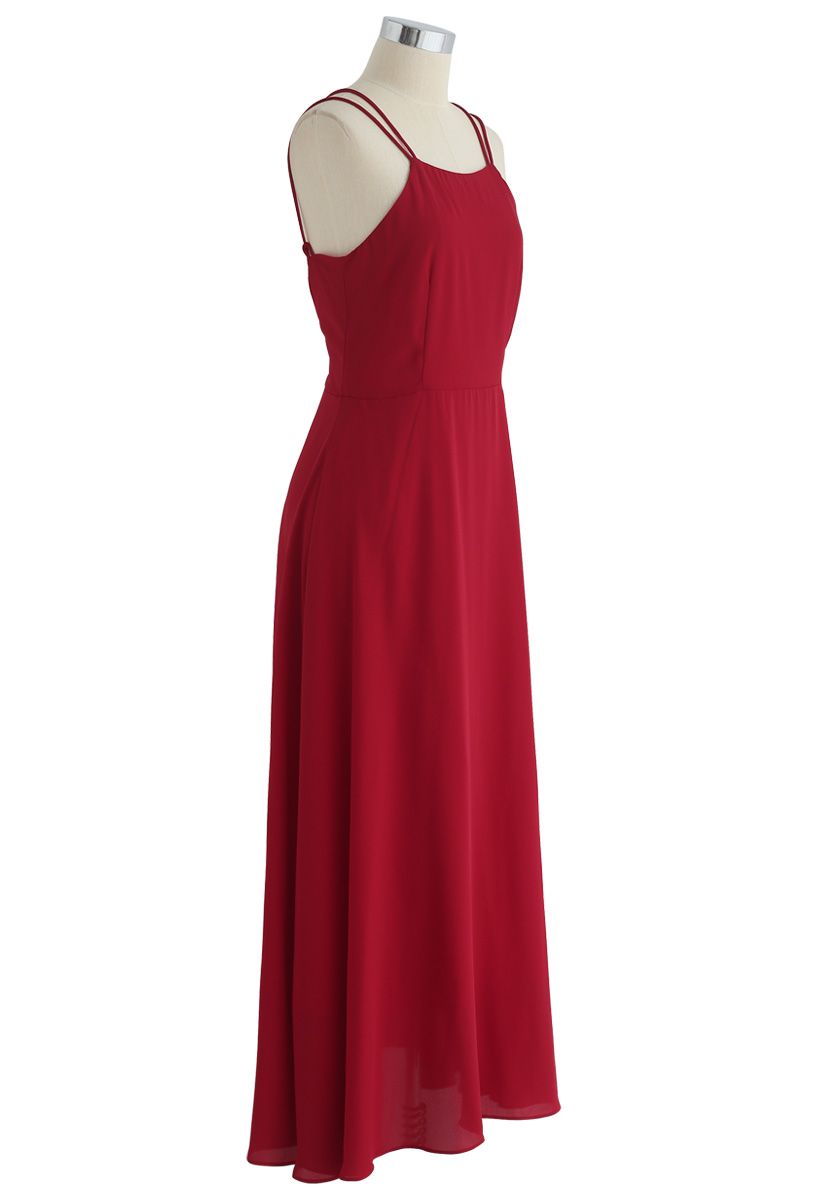 Gorgeous Movement Cross Back Maxi Dress in Red