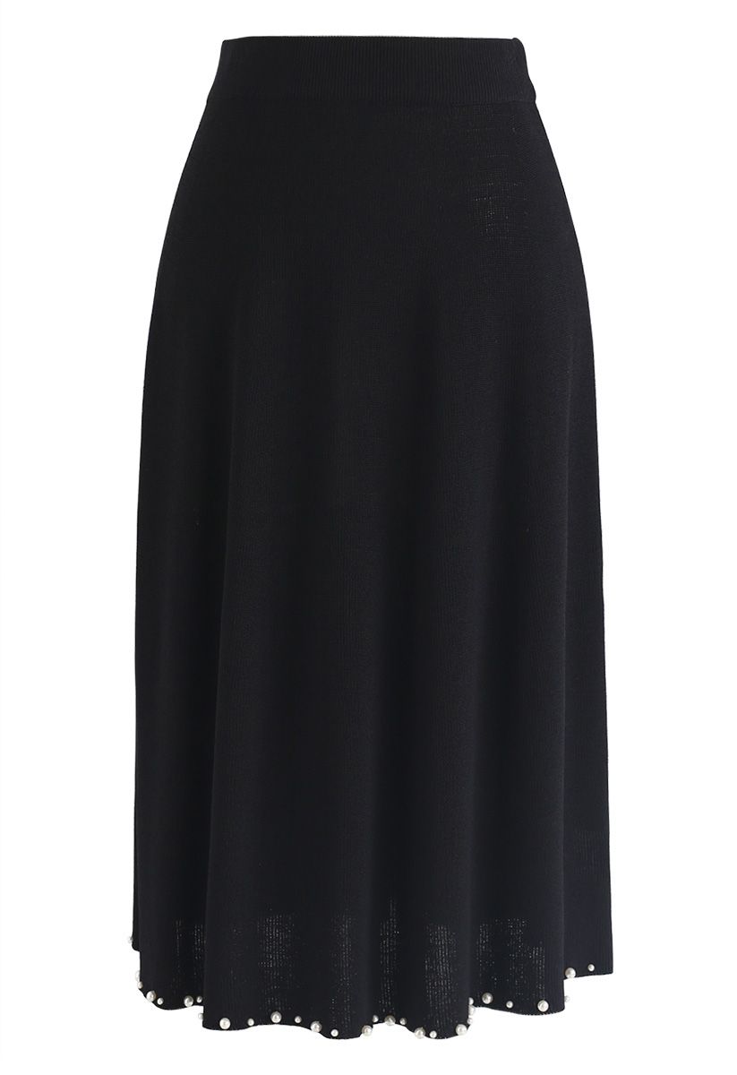 Classic Sophistication Knit Top and Skirt Set in Black - Retro, Indie ...