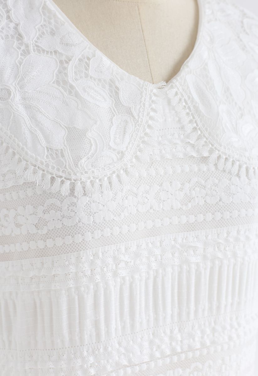 Free to Extol Frilling Lace Dress in White - Retro, Indie and Unique ...