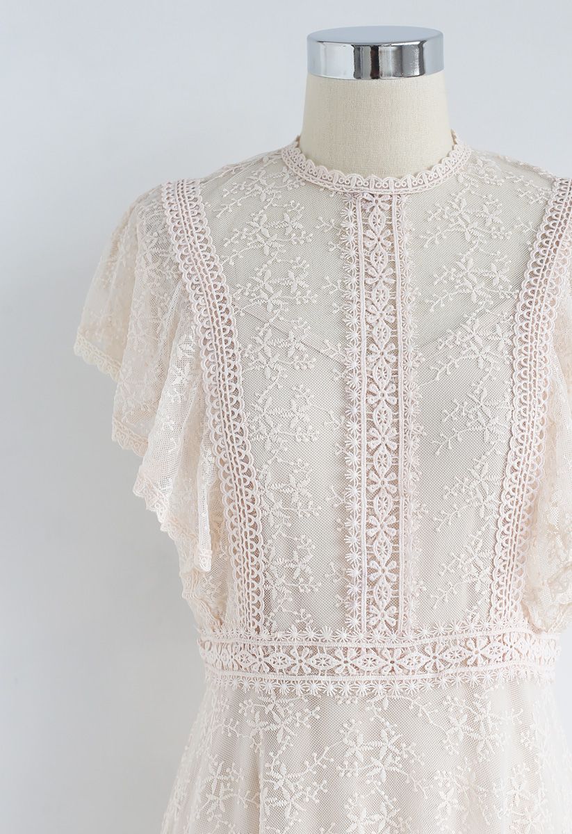 Babysbreath Embroidered Sleeveless Mesh Dress in Cream