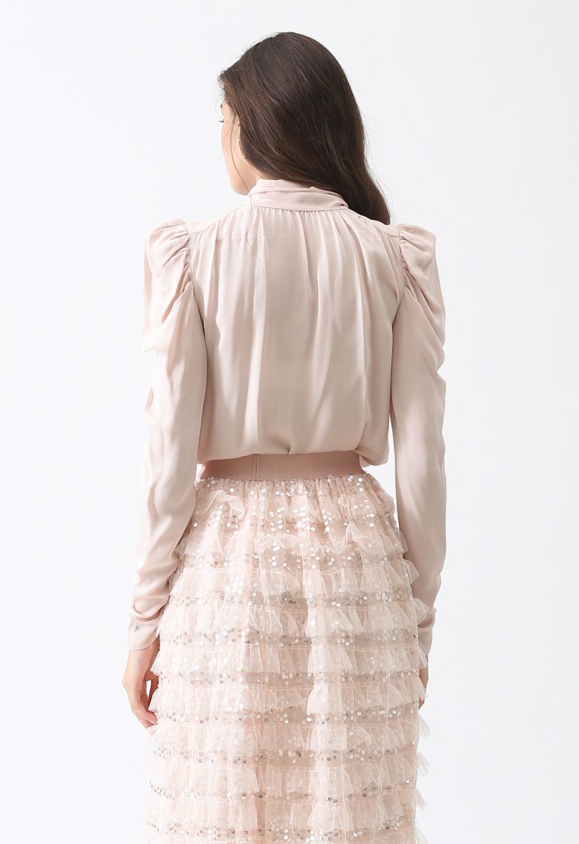 Victorian Bowknot Shirt in Blush - Retro, Indie and Unique Fashion