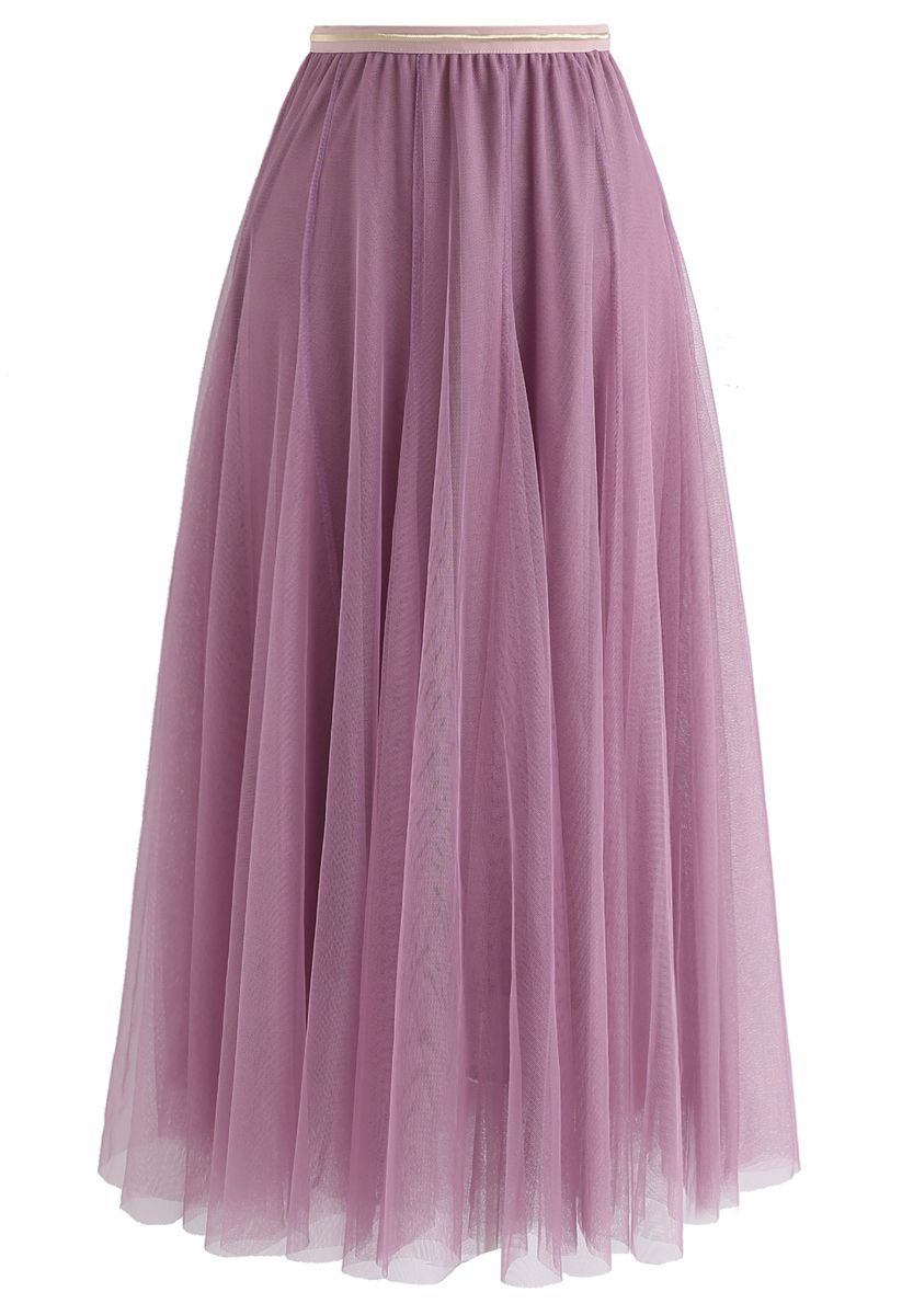 My Secret Garden Tulle Midi Skirt in Lilac