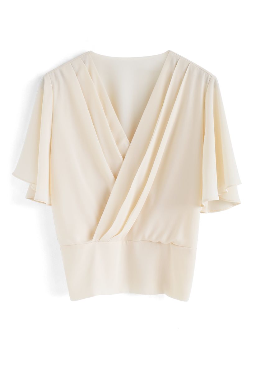 Stay Chic Cropped Cape Top in Cream