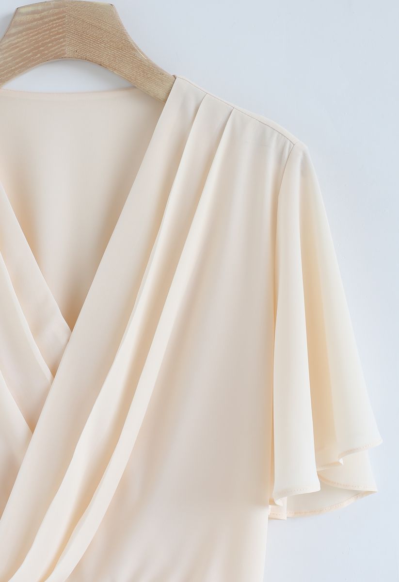 Stay Chic Cropped Cape Top in Cream