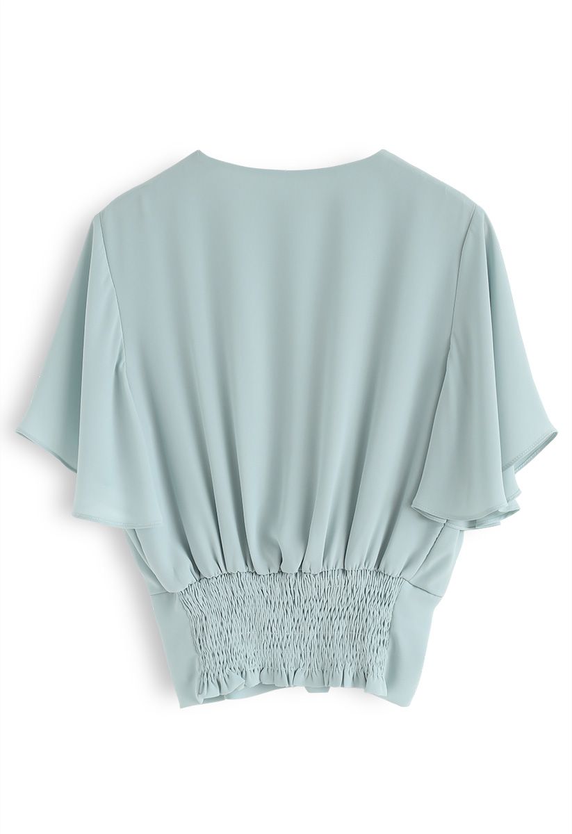 Stay Chic Cropped Cape Top in Mint