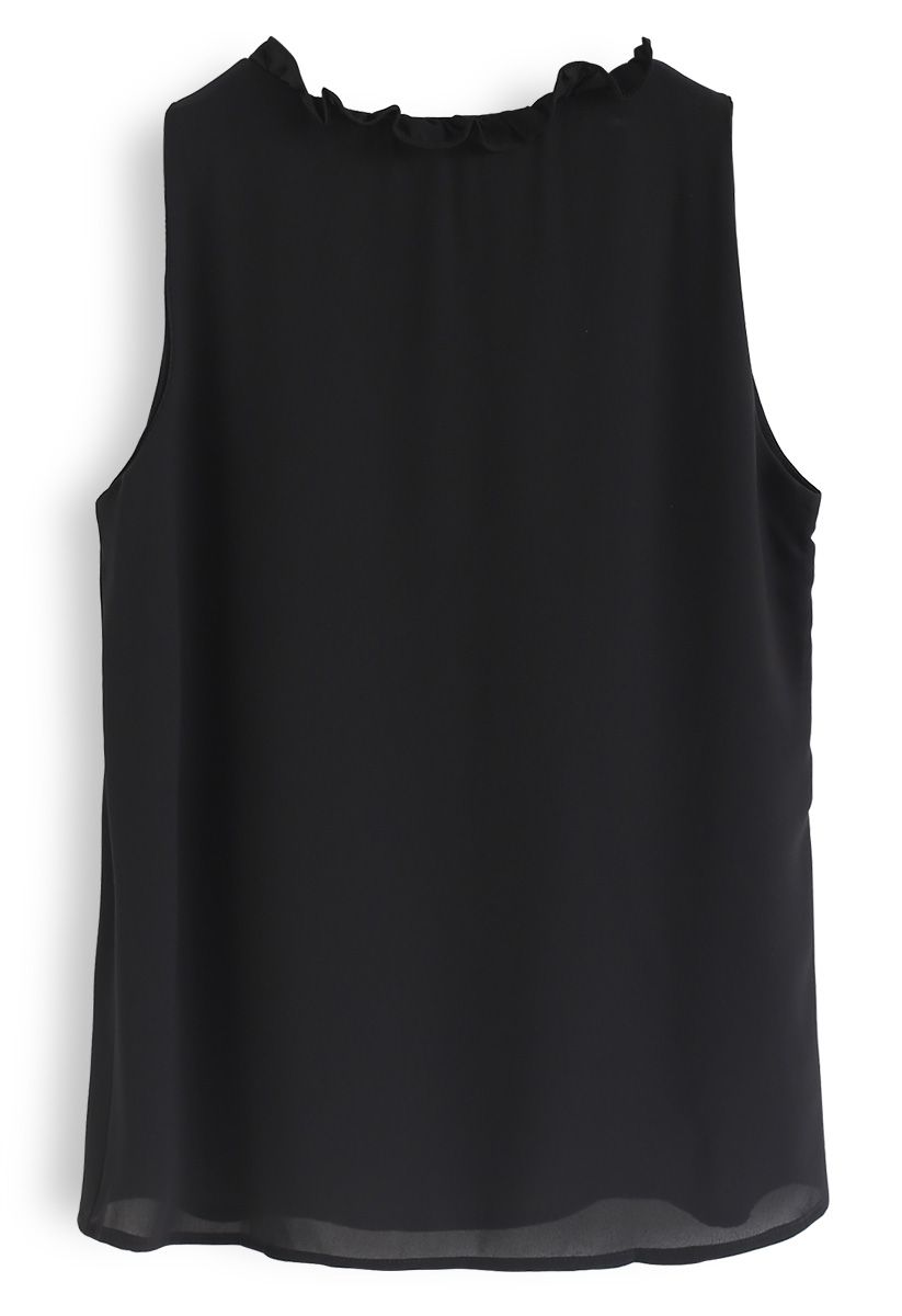 As I Am Sleeveless V-Neck Chiffon Top in Black - Retro, Indie and ...