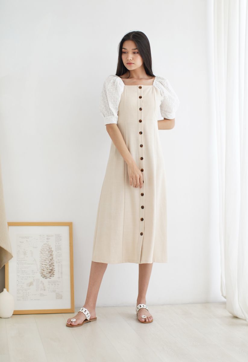 Linen Wishes Button Down Midi Dress