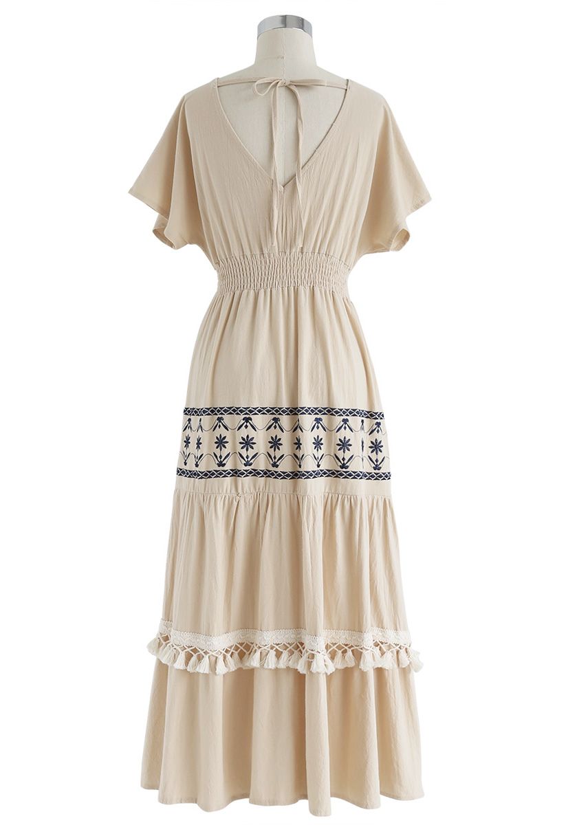 My Only Wish Boho Wrap Dress in Linen - Retro, Indie and Unique Fashion