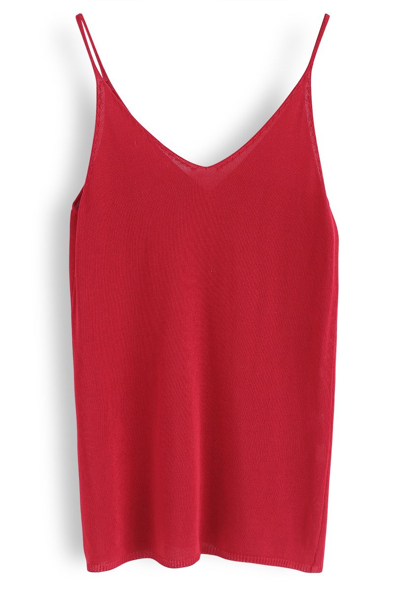 Check This Out Knit Cami Top in Red - Retro, Indie and Unique Fashion