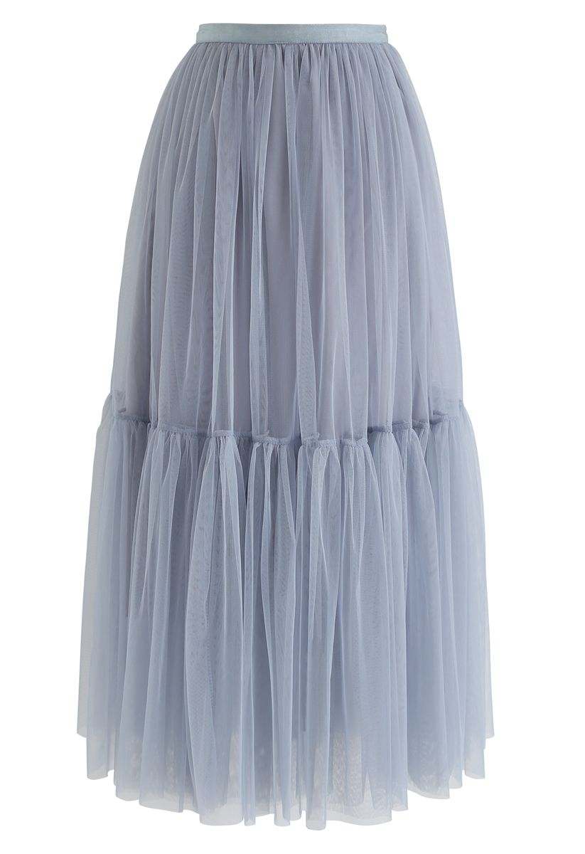 Can't Let Go Mesh Tulle Skirt in Dusty Blue - Retro, Indie and Unique ...