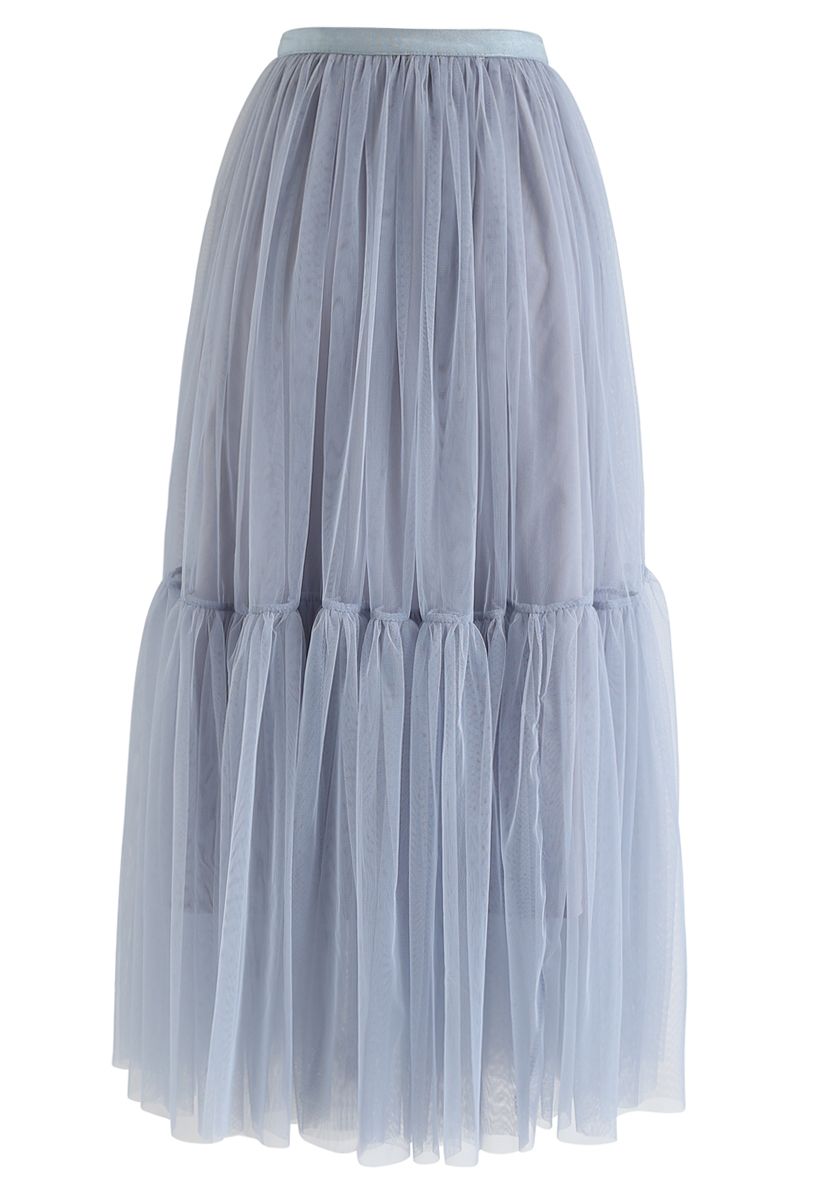 Can't Let Go Mesh Tulle Skirt in Dusty Blue - Retro, Indie and Unique ...