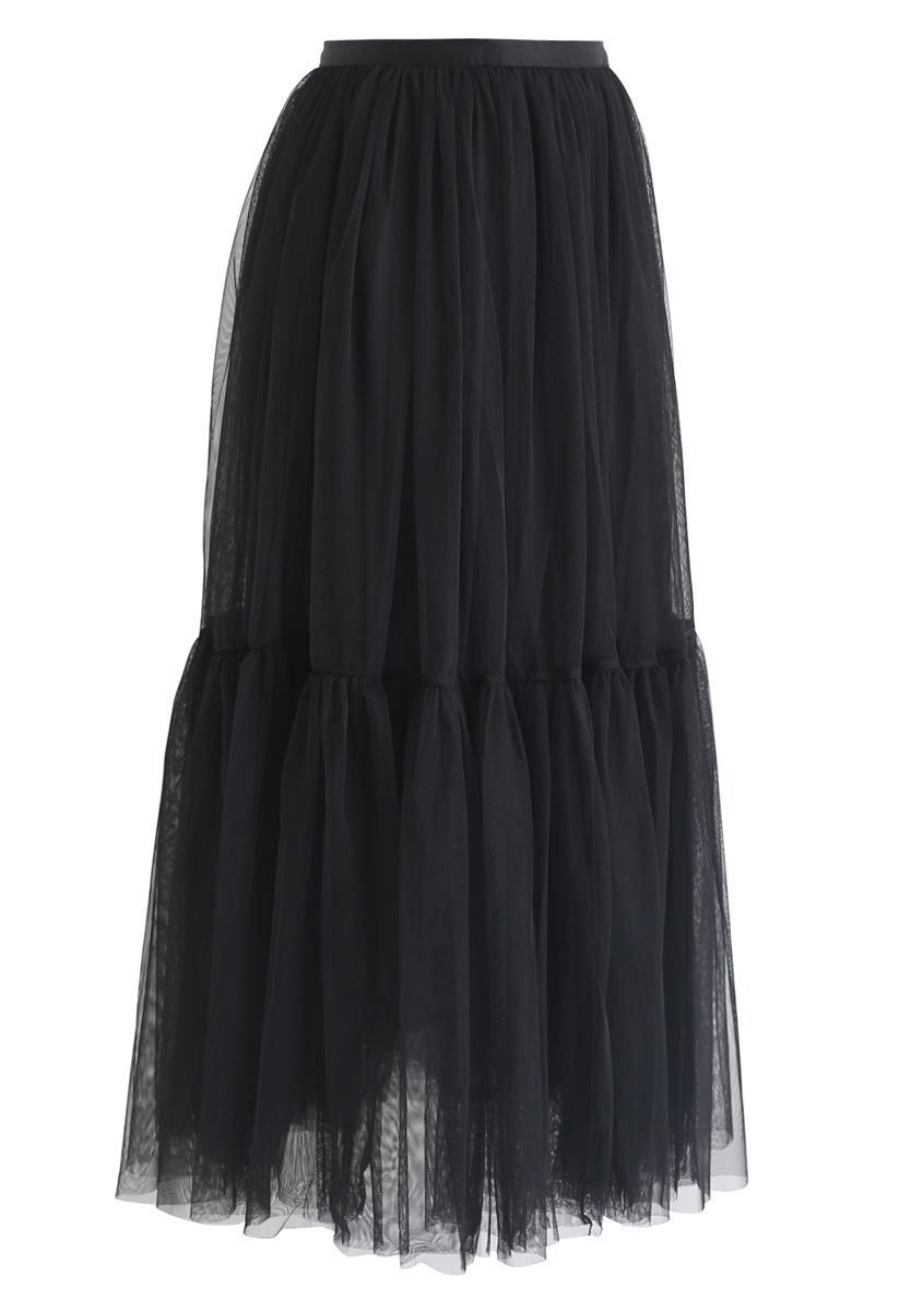 Can't Let Go Mesh Tulle Skirt in Black - Retro, Indie and Unique Fashion