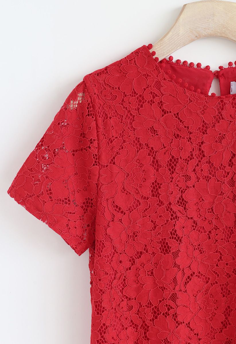 Everyday Fit Full Lace Top in Red