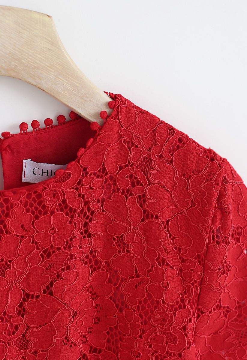 Everyday Fit Full Lace Top in Red - Retro, Indie and Unique Fashion