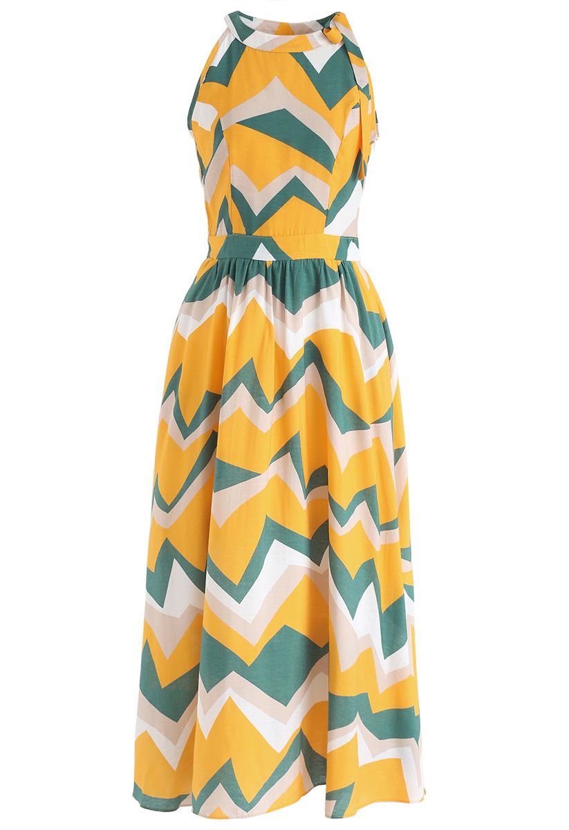 Endless Color Halter Neck Maxi Dress in Yellow