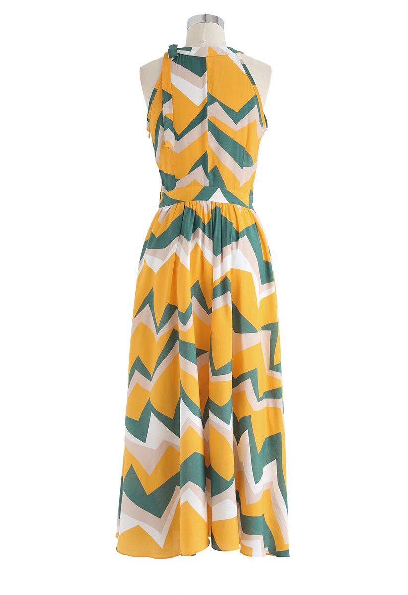 Endless Color Halter Neck Maxi Dress in Yellow