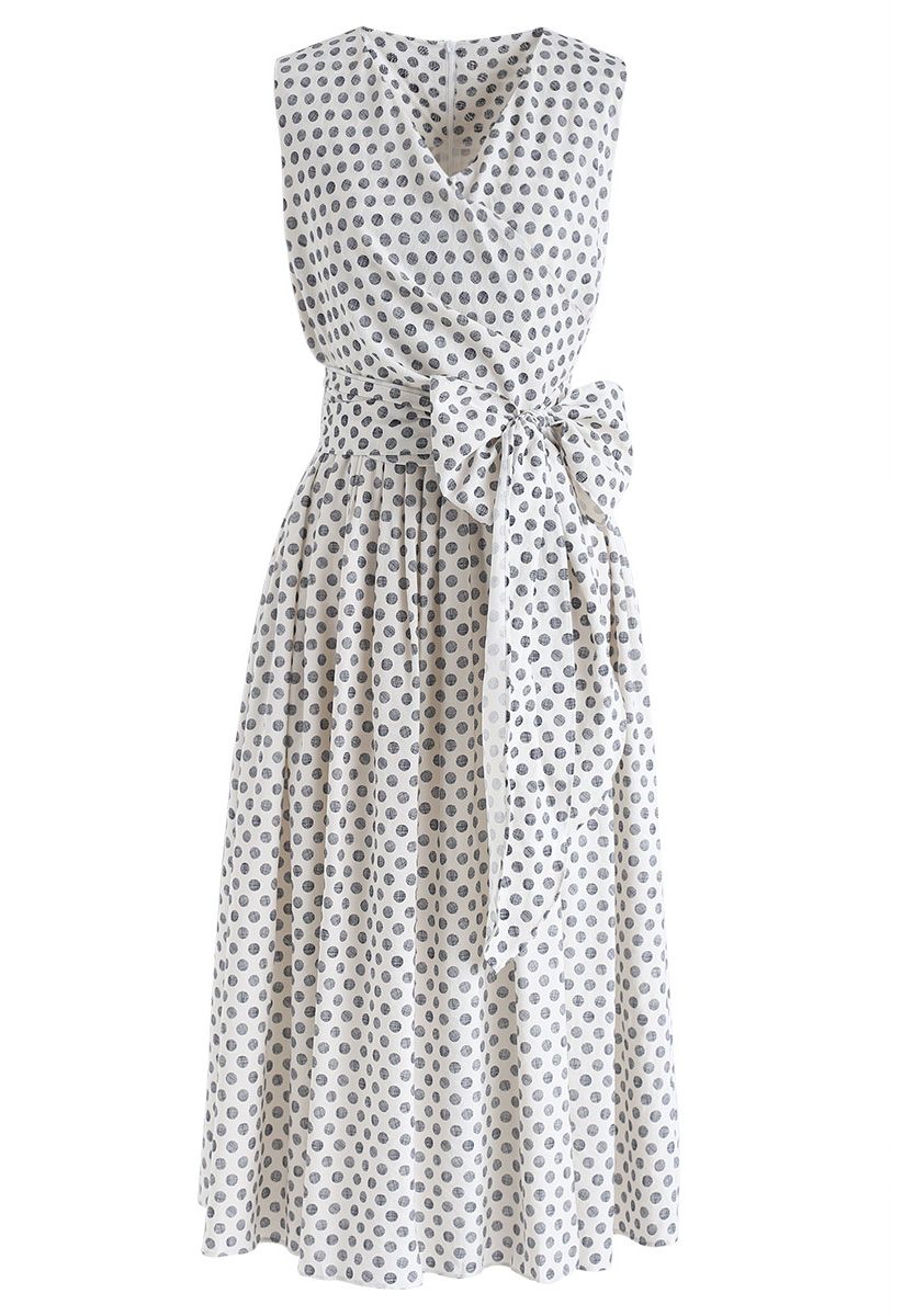 Wide Spaces Polka Dots Wrapped Dress in Navy - Retro, Indie and Unique ...