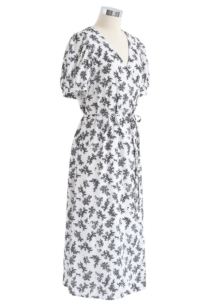 Walk Though Garden Buttoned Wrap Dress in Ivory