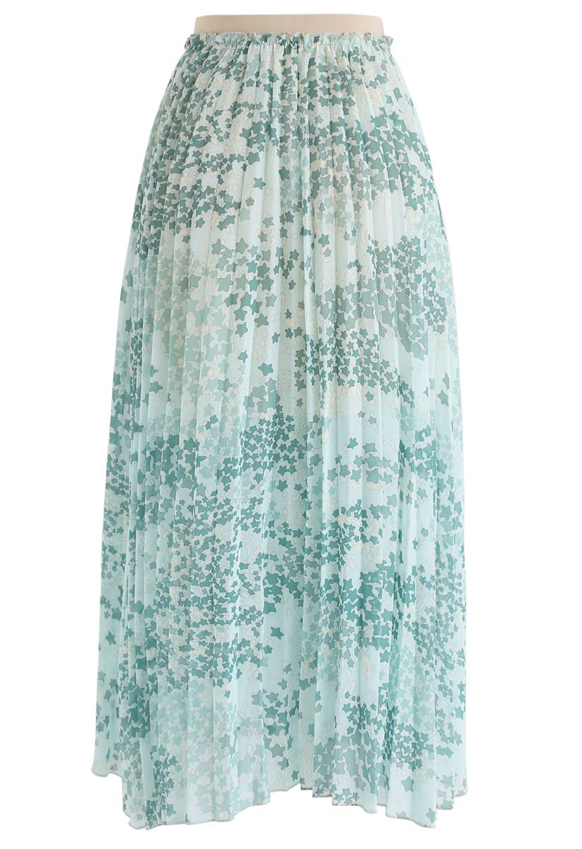 Let's Take A Walk Pleated Midi Skirt in Green - Retro, Indie and Unique ...