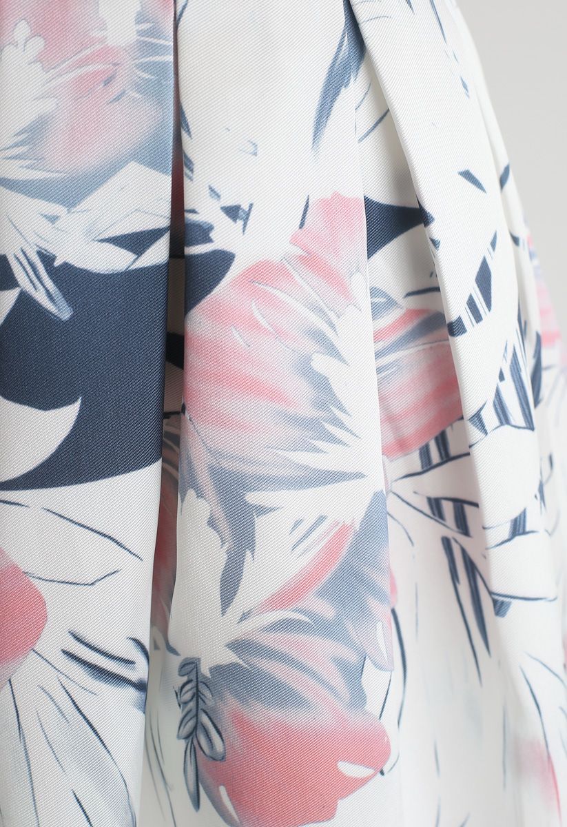 Full-Blown Flowers Printed Midi Skirt