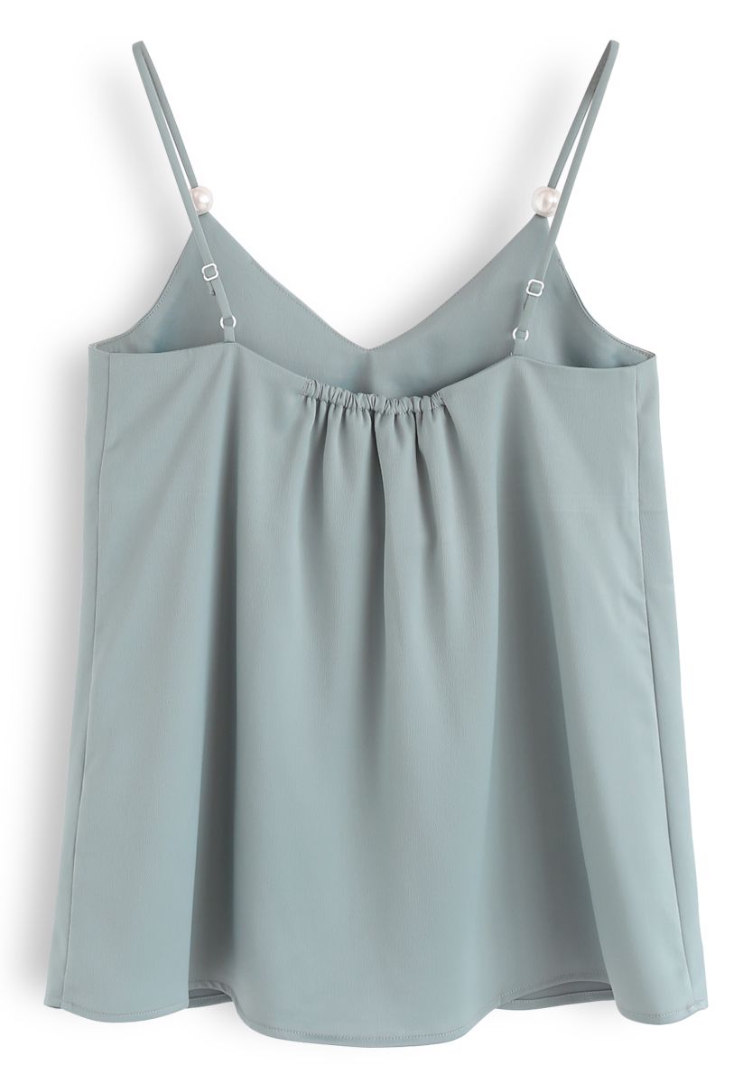 Send Me More Love V-Neck Cami Top in Teal - Retro, Indie and Unique Fashion