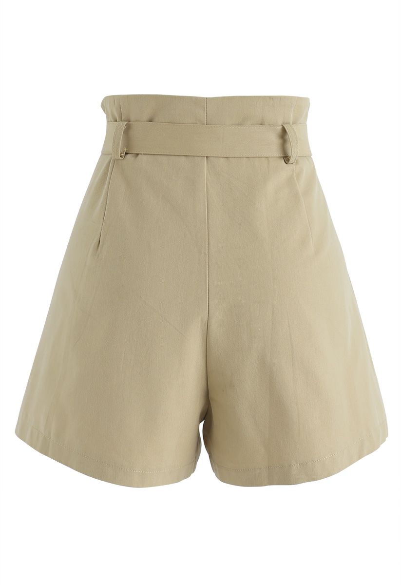 Beam Me Up Asymmetric Buttons Shorts in Light Tan - Retro, Indie and ...