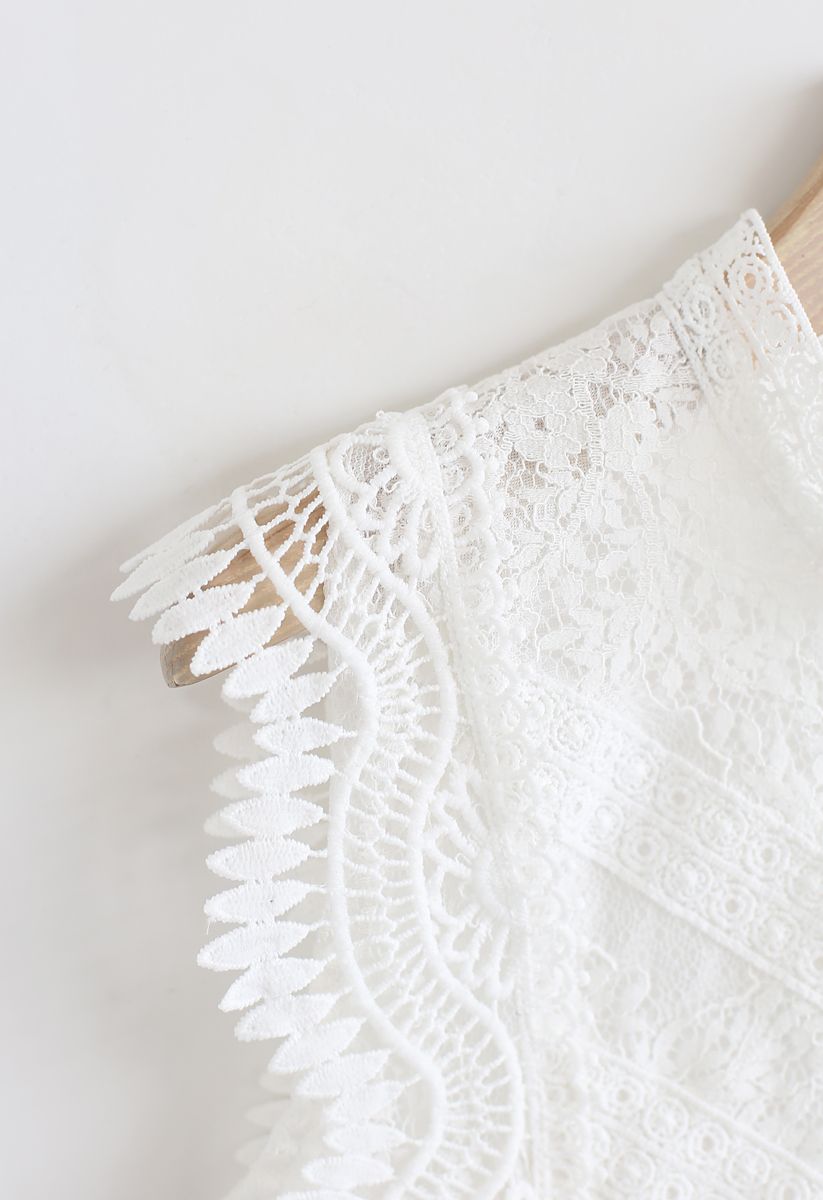 Lace is More Sleeveless Top in White