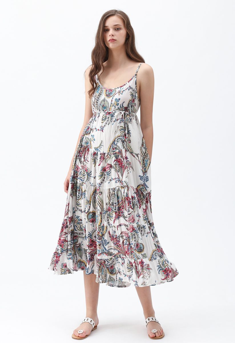 Summer Icon Floral Cami Dress in Ivory - Retro, Indie and Unique Fashion