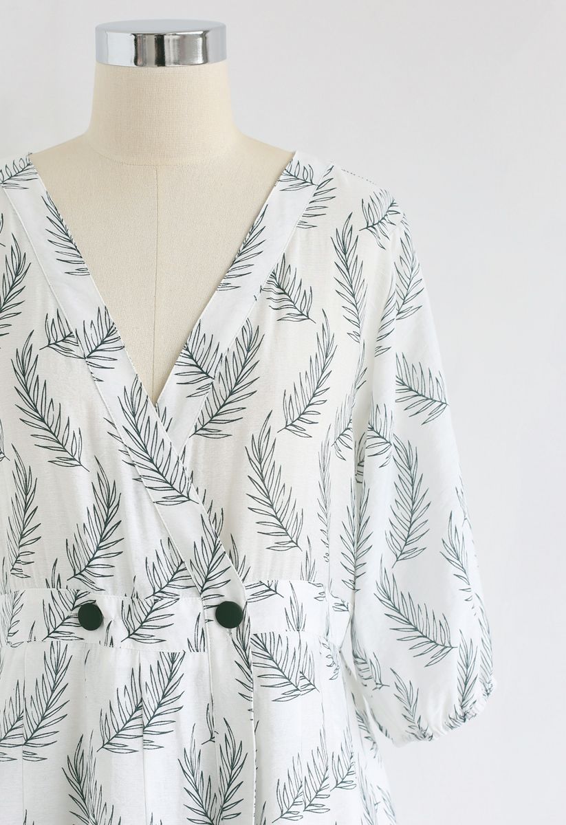 Tropical Breeze Palm Leaf Printed Dress