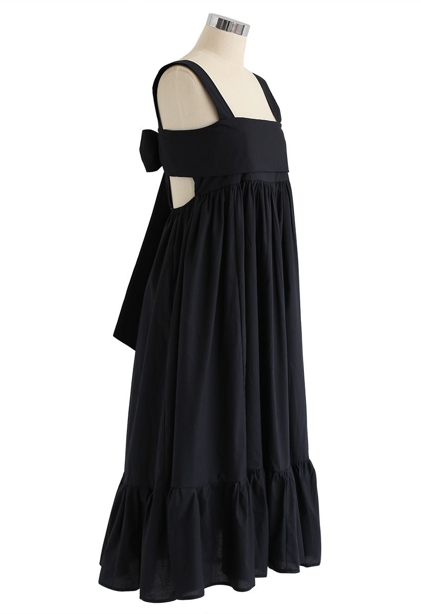 Joyful Aspects Backless Midi Dress in Black