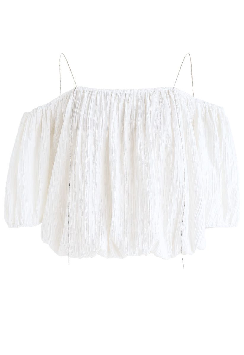 Forever Young Cold-Shoulder Top in White