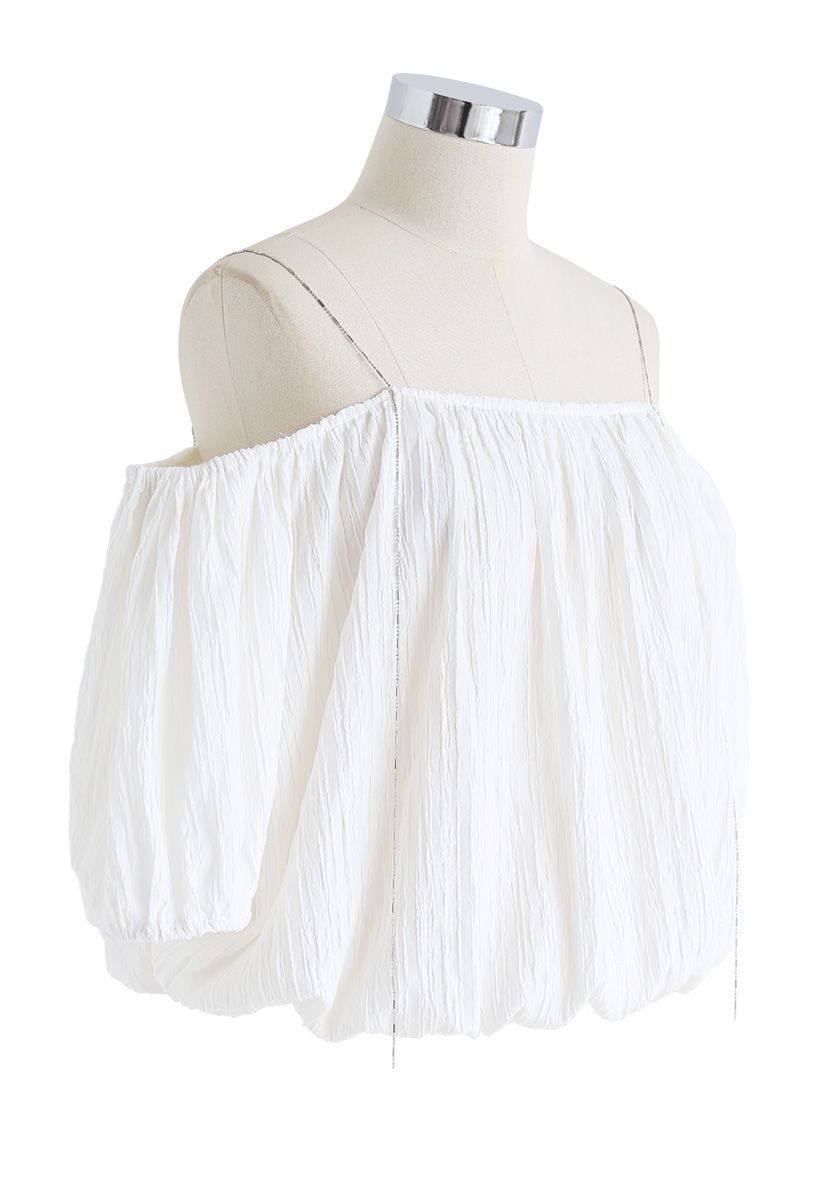 Forever Young Cold-Shoulder Top in White