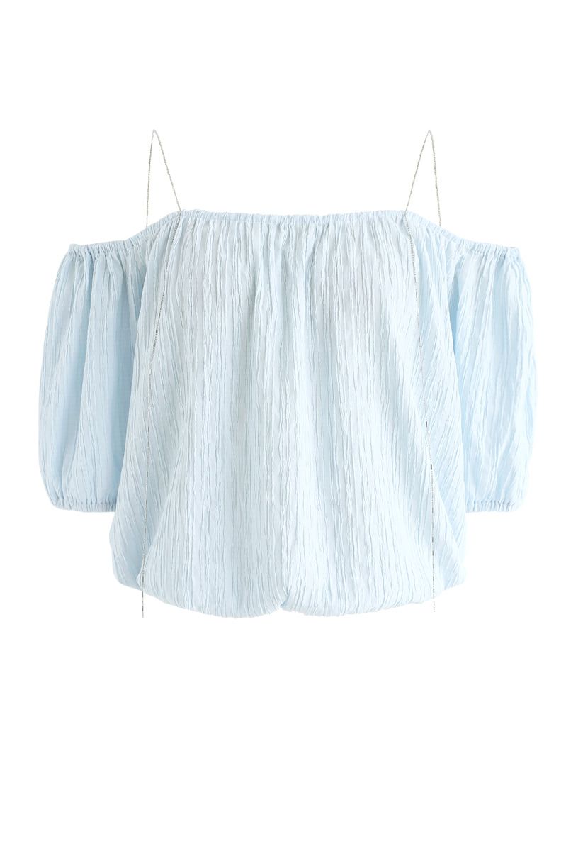 Forever Young Cold-Shoulder Top in Blue - Retro, Indie and Unique Fashion