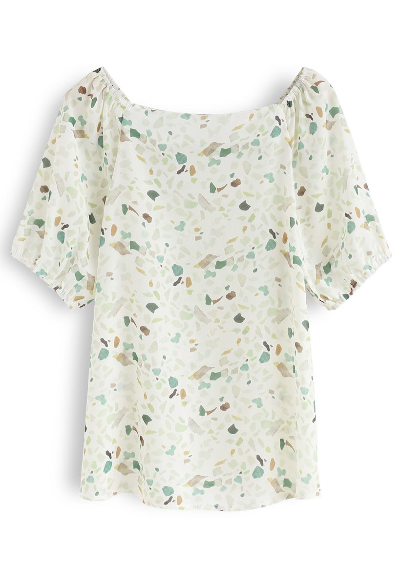 Magic of Love Square Neck Floral Top in Mint