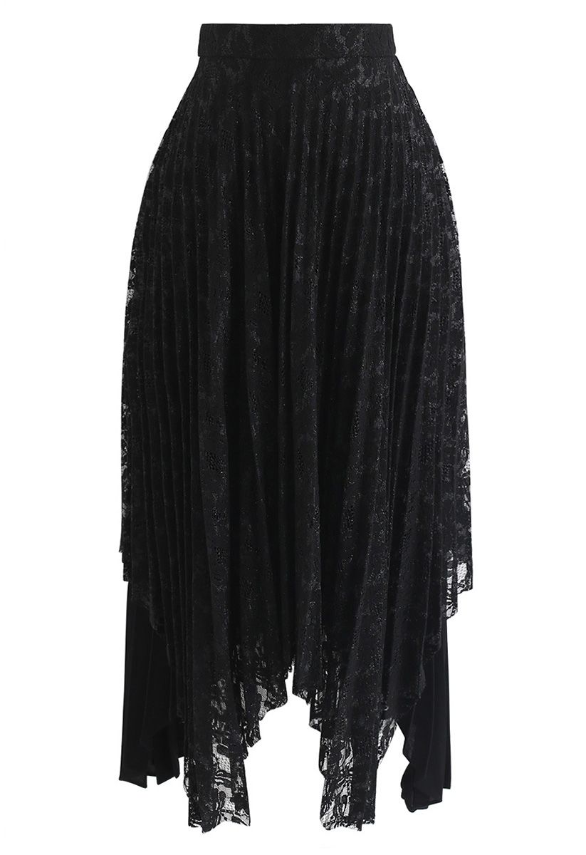Lacy Romance Asymmetric Midi Skirt in Black - Retro, Indie and Unique ...