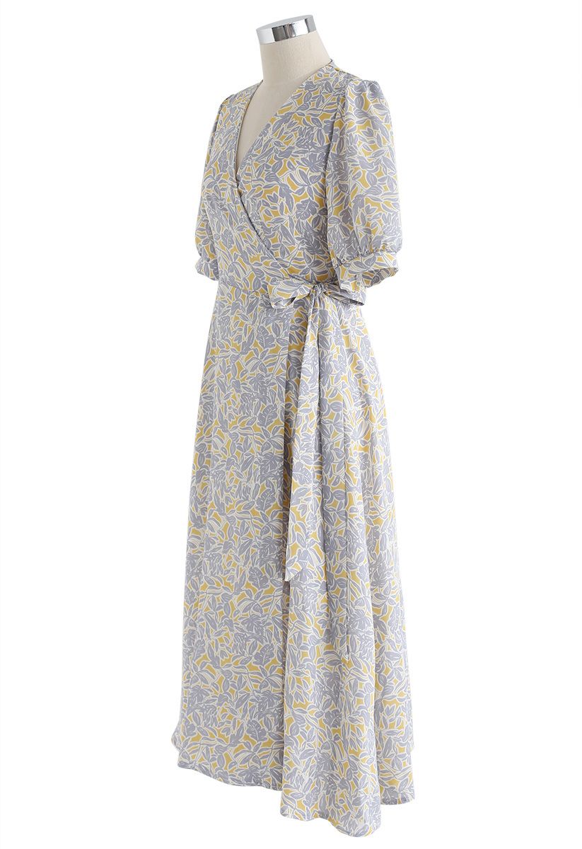 Embrace Flowers Wrapped Midi Dress in Grey - Retro, Indie and Unique ...