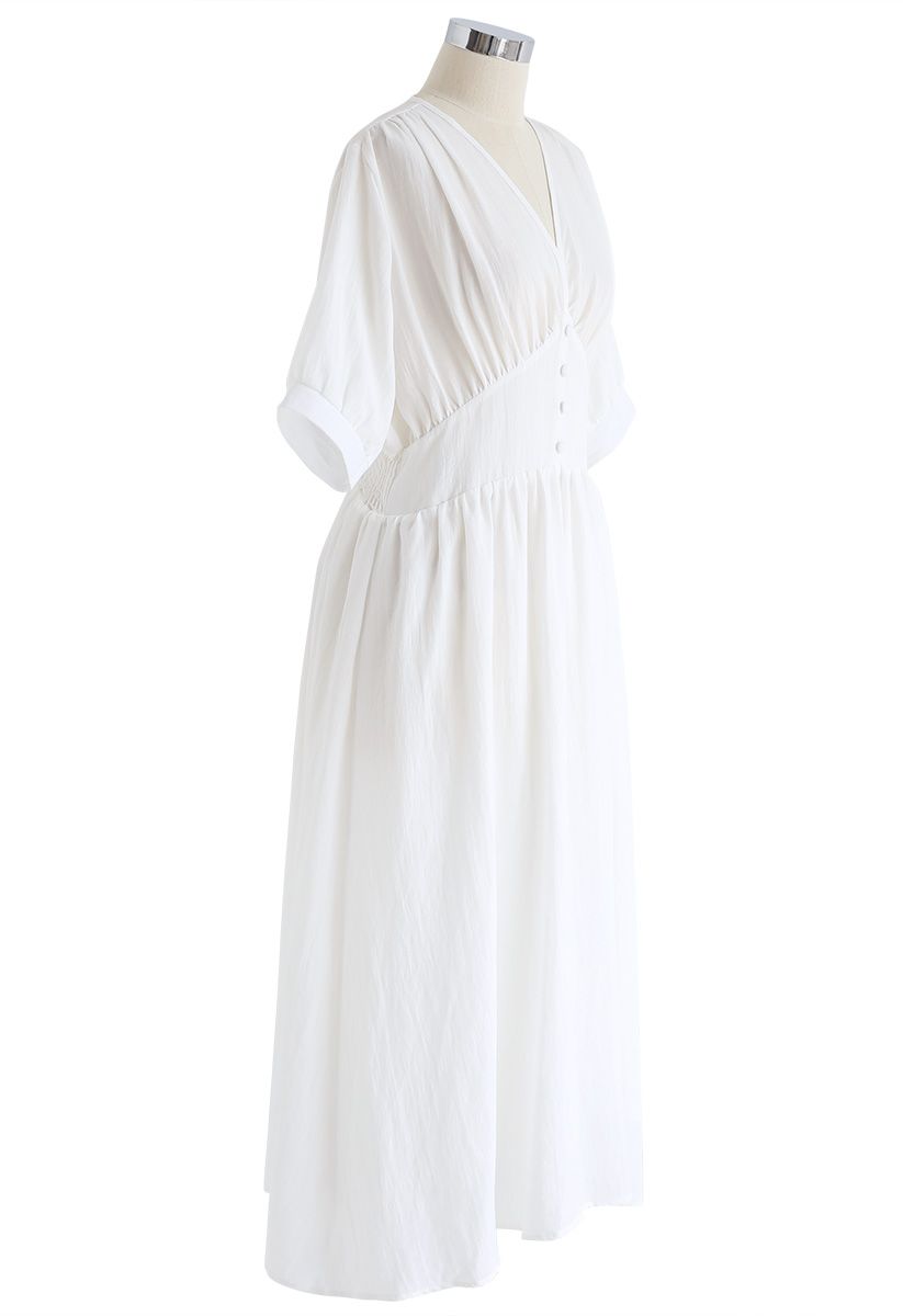 You Wanna Be V-Neck Dress in White