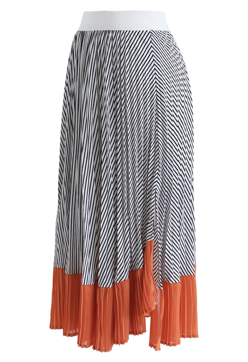 Give More Attention Stripes Pleated Skirt